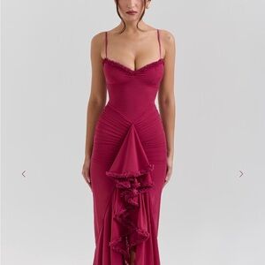House of CB Strapless Burgundy Dress